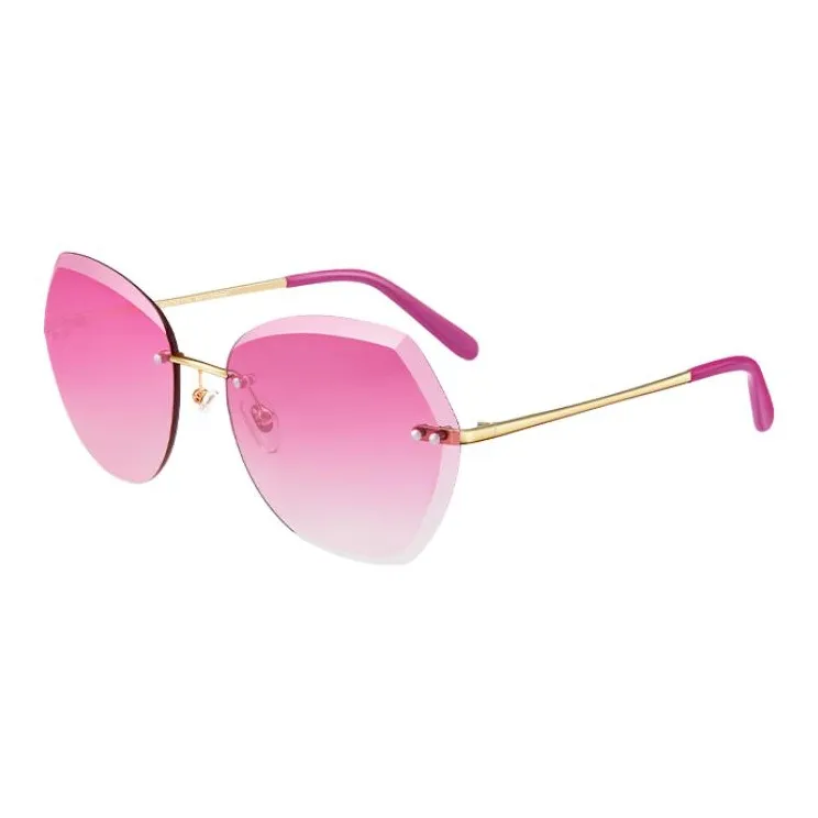 VEGOOS Metal Irregular Shape Sunglasses Women's Gold-5