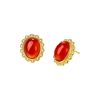 LAOMIAO Agate Stud Earrings Women's