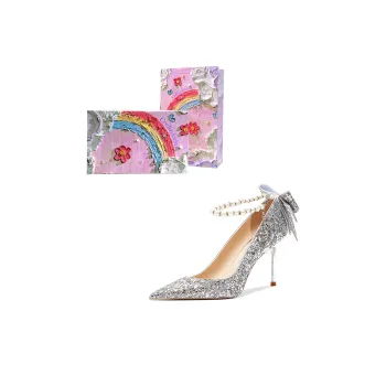 Crelinkxlat French Fairy Gentle Pointed Toe Elegance Evening Princess Crystal Slim Heel High Heels Women's