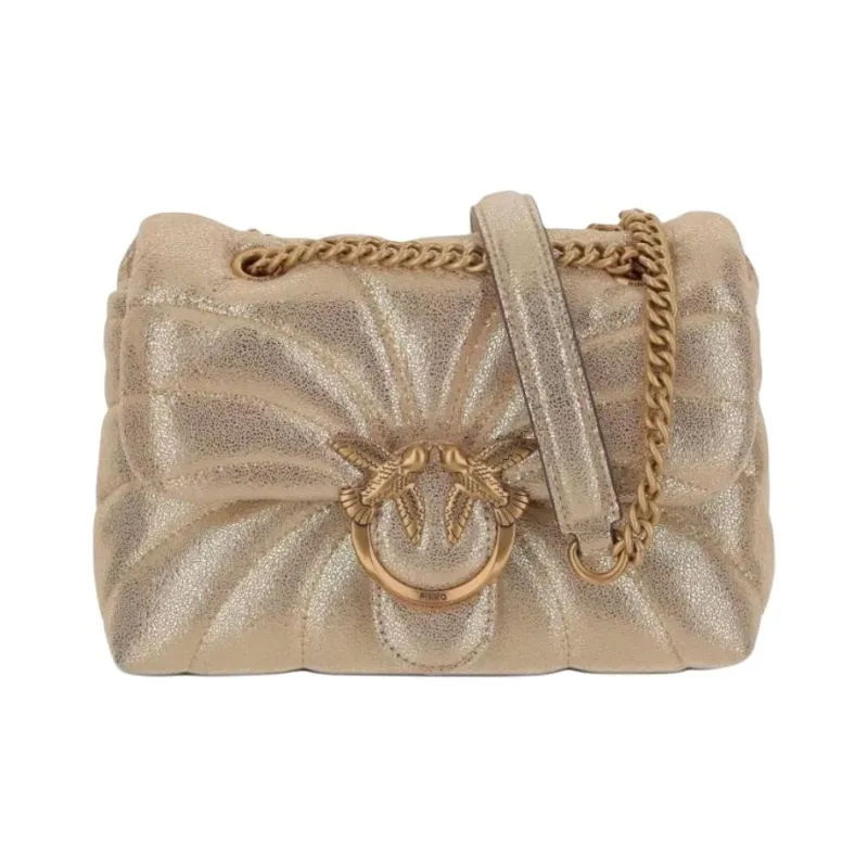 PINKO LOVE Collection Puff Calfskin Shoulder Bag Women's Gold-0