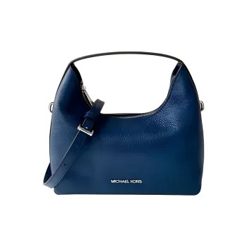 MICHAEL KORS Litchi Grain Leather Shoulder Bag, Crossbody Bag, Handbag Trumpets Women's Marine Blue
