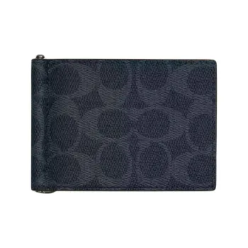 COACH Coated Canvas Bag Wallet Mini Women's Bronze & Midnight Marine Blue