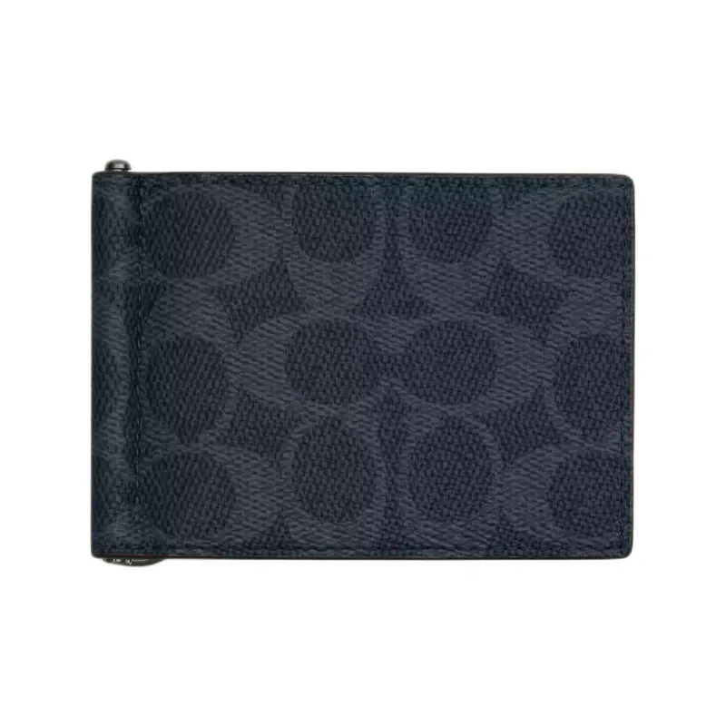 COACH Coated Canvas Bag Wallet Mini Women's Bronze & Midnight Marine Blue-0