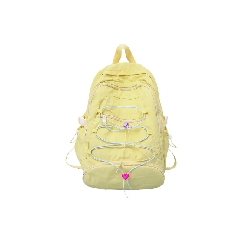 BUBM Nylon Backpack Unisex Black/Yellow/Pink/Light Blue-6