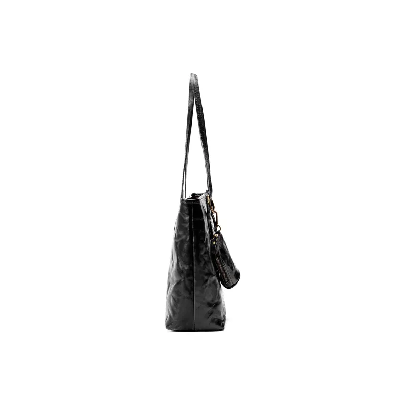 AQUASCUTUM Top Grain Cow Leather Tote Bag, Shoulder Bag Regular Women's Black-2