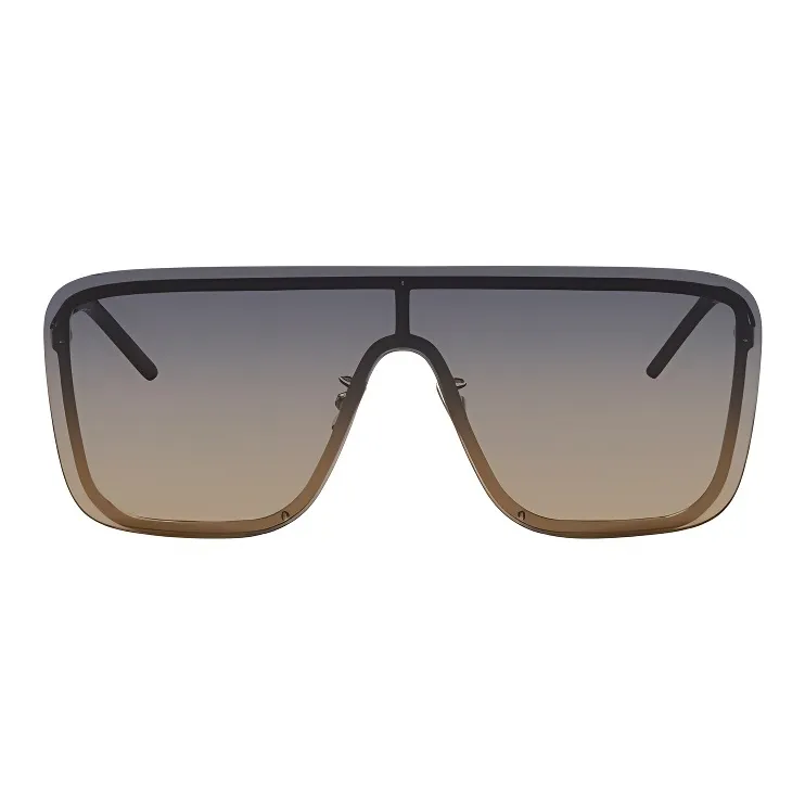 SAINT LAURENT Plastic Metal Irregular Shape Sunglasses Men's Transparent Tea Brown-1