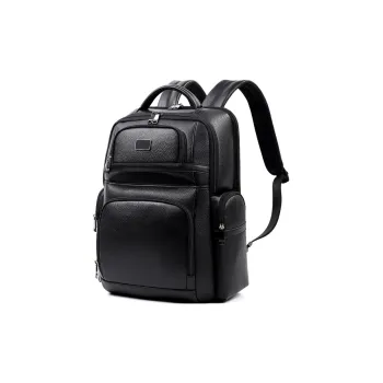 PESASRIE Cow Leather Backpack Men's Black