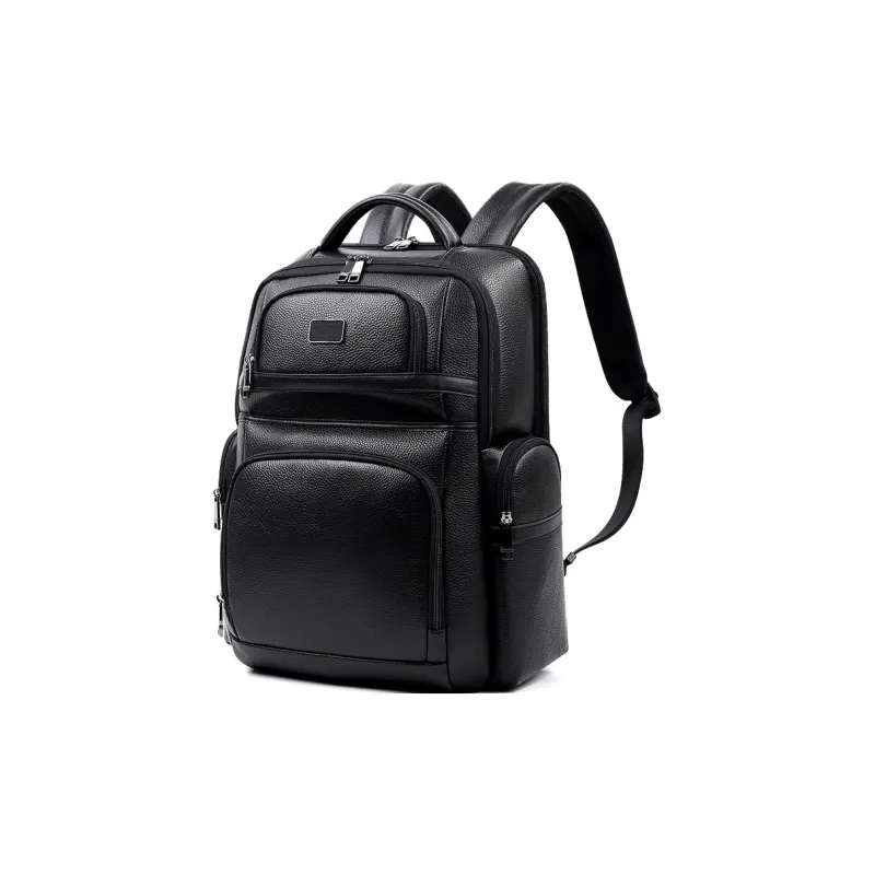 PESASRIE Cow Leather Backpack Men's Black-0