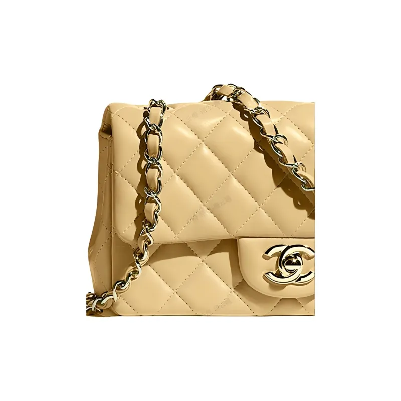 CHANEL 22c Early Spring Sheepskin Shoulder Bag, Crossbody Bag Women's Beige Milk Tea-1