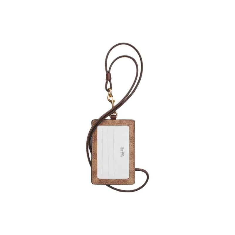 COACH Lanyard Coated Canvas Card Holder Mini Women's Tawny & Brown-1