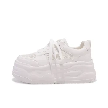 Medd Anti Slip And Wear Resistant Height Increasing Low Top Life Casual Skateboard Shoes Women's Ecru Adjustable