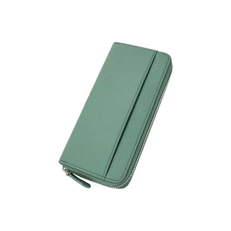 Yalu Top Grain Cow Leather Wallet Unisex Black/Light Green/Light Blue/Pink/Gray-3