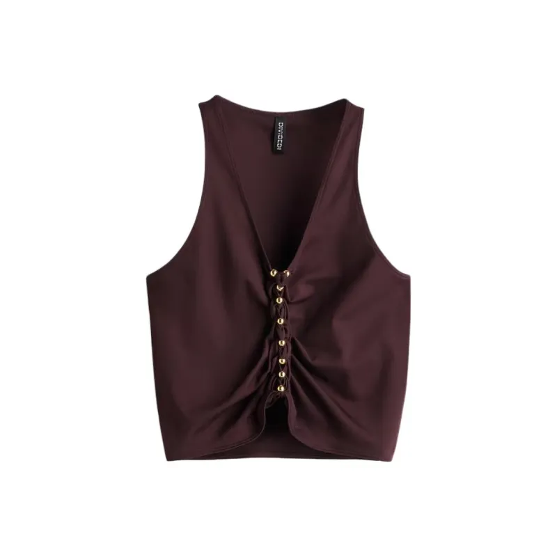 H&M Tank Tops Women's Burgundy-0