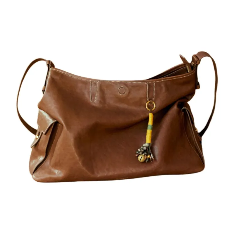 Songmont Cow Leather With Fabric Bag Charm Bag Merch Unisex Yellow Green & Brown Blue Color Block-1