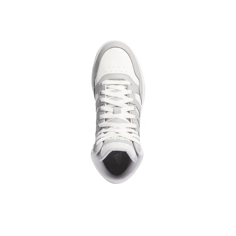 Adidas HOOPS 3.0 Anti Slip Wear Resistant Mid Top Skateboard Shoes Women's White Gray-2