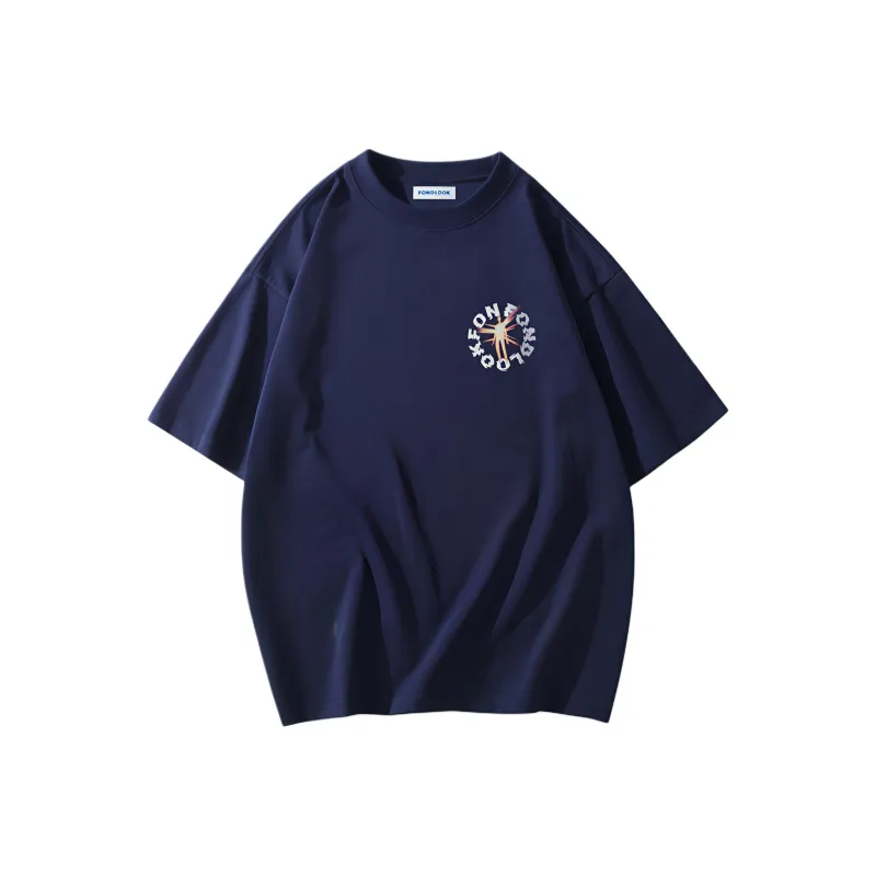 FONDLOOK T-Shirts Unisex Navy Blue-1