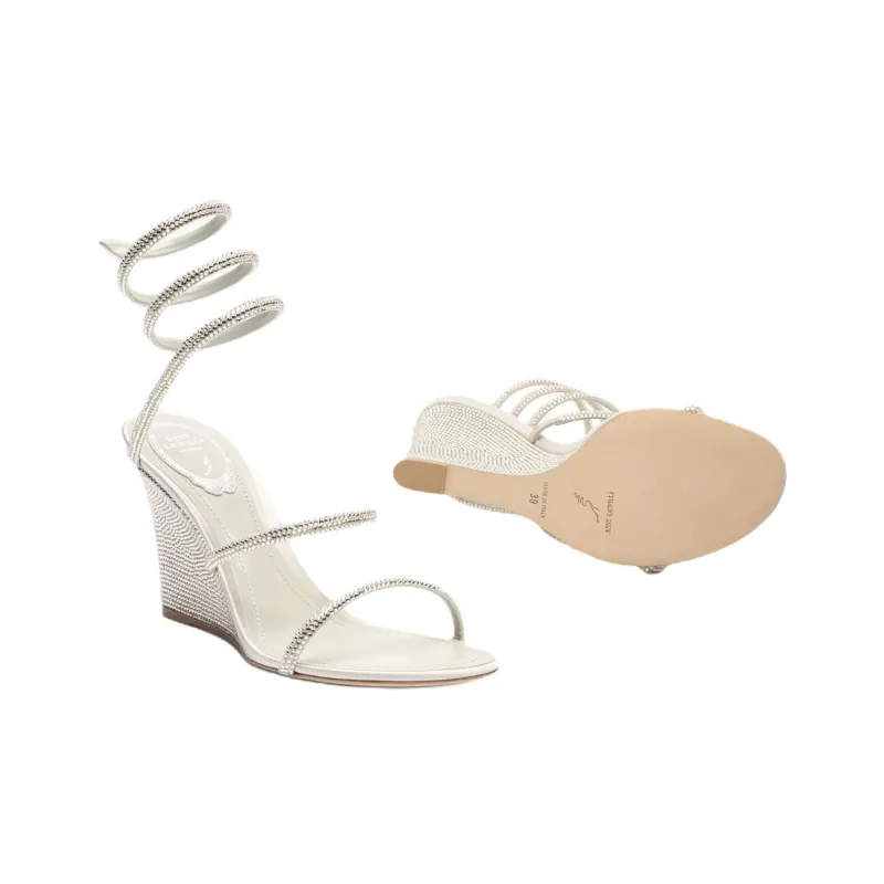 RENE CAOVILLA Cleo One Strap Sandals 8cm Women's Silver-4