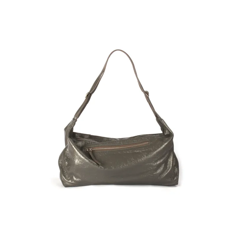 AQUASCUTUM Top Grain Cow Leather Shoulder Bag Women's Concrete Gray-1