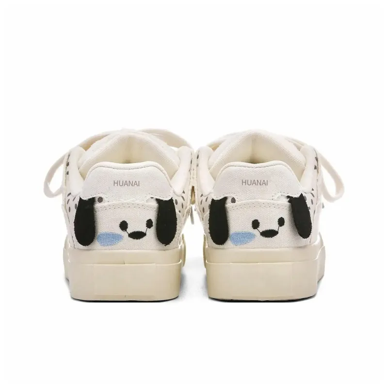 HUANAI Anti Slip Wear Resistant Low Top Skateboard Shoes Women's Ecru-4