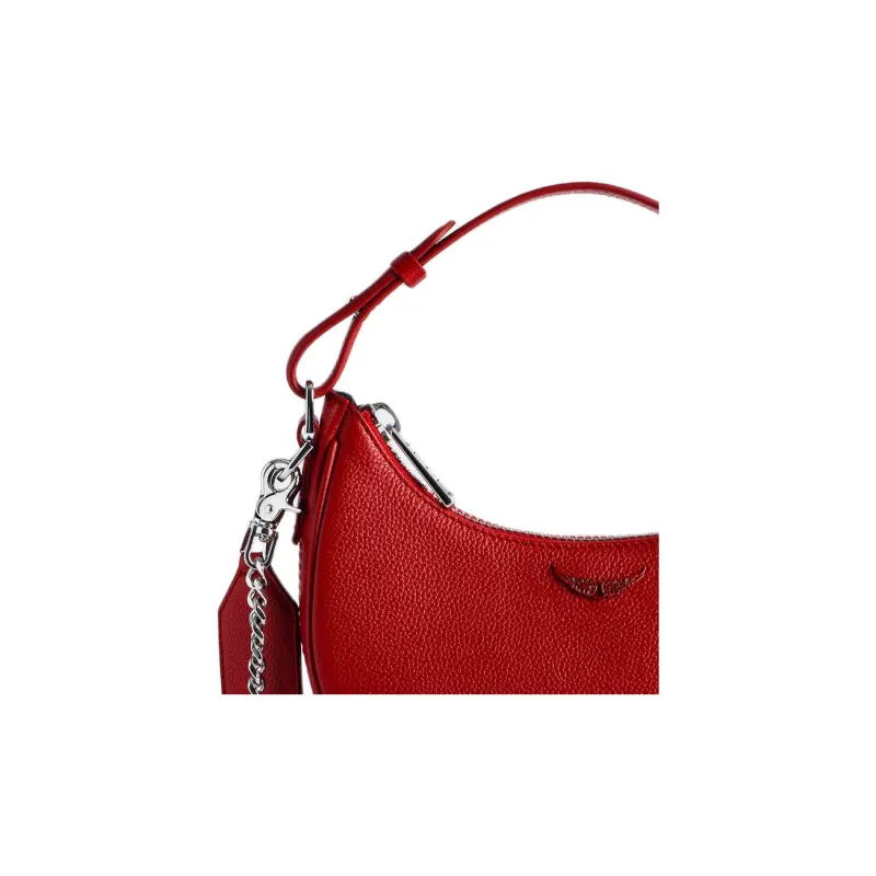 Zadig & Voltaire Grained Leather Crescent Bag Shoulder Bag Crossbody Bag Handbag Mini Women's Red-4