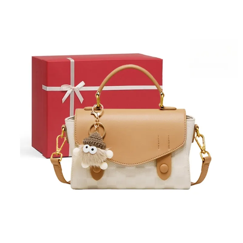 CNNCOO Cow Leather Shoulder Bag, Crossbody Bag, Handbag Regular Women's Ecru & Apricot-0