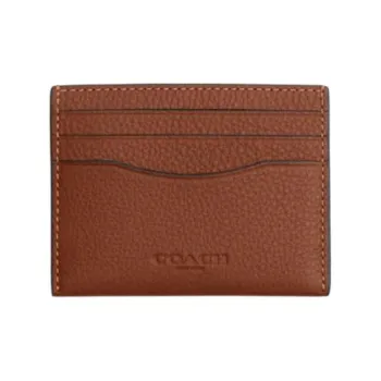 COACH Card Case Leather Card Holder Mini Unisex Saddle Brown