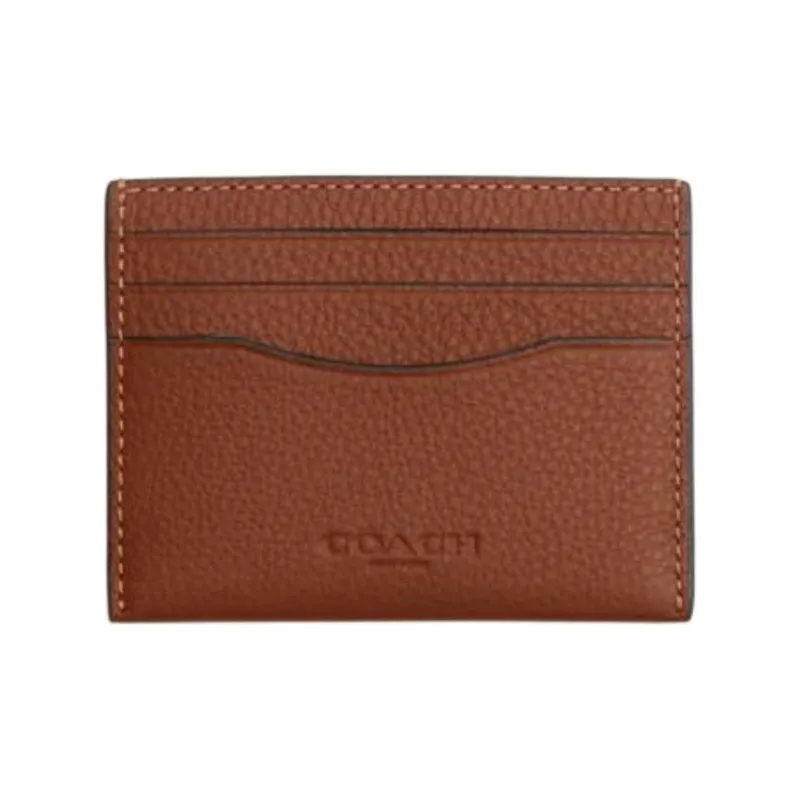 COACH Card Case Leather Card Holder Mini Unisex Saddle Brown-0