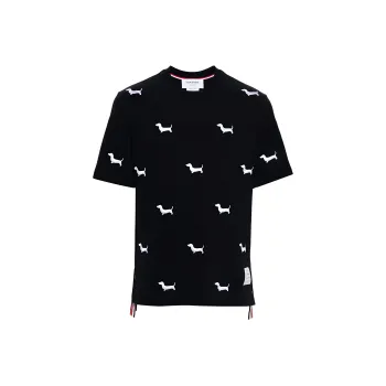 THOM BROWNE Dog Embroidered Crewneck T Shirt