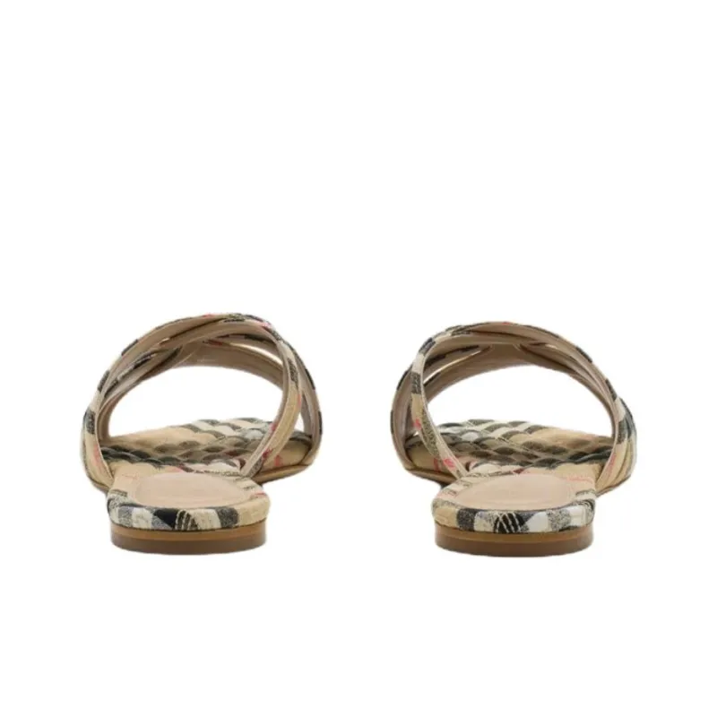 Burberry Slide Slippers Women's Beige-4