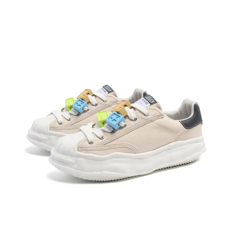 OUGLEMEN Slip Resistant And Abrasion Resistant Coverage Low Top Casual Shoes Unisex Beige-3