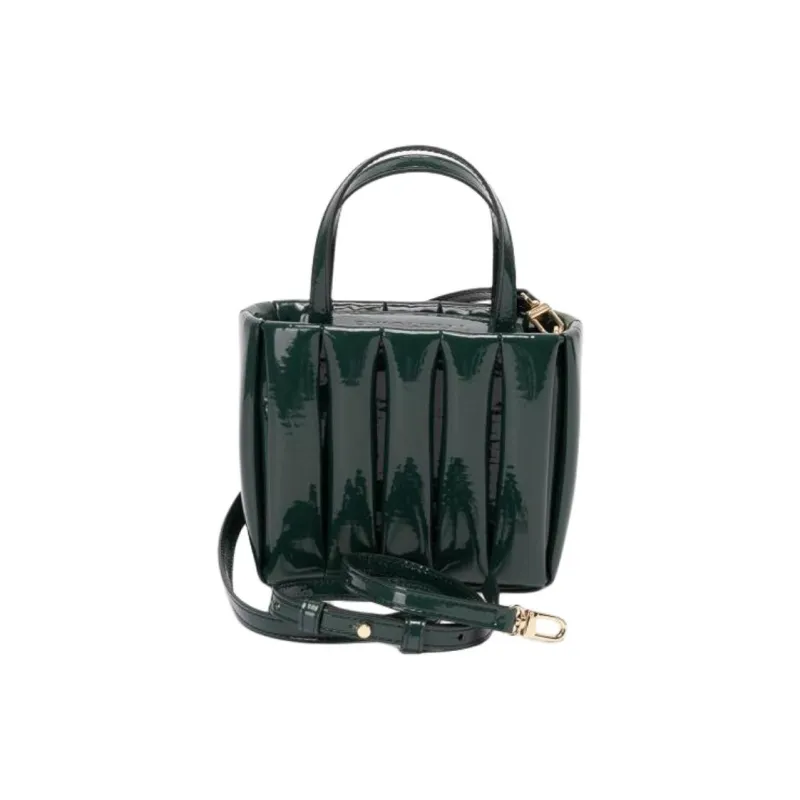 THEMOIRE Aria Patent Leather Handbag Mini Women's Dark Green-2