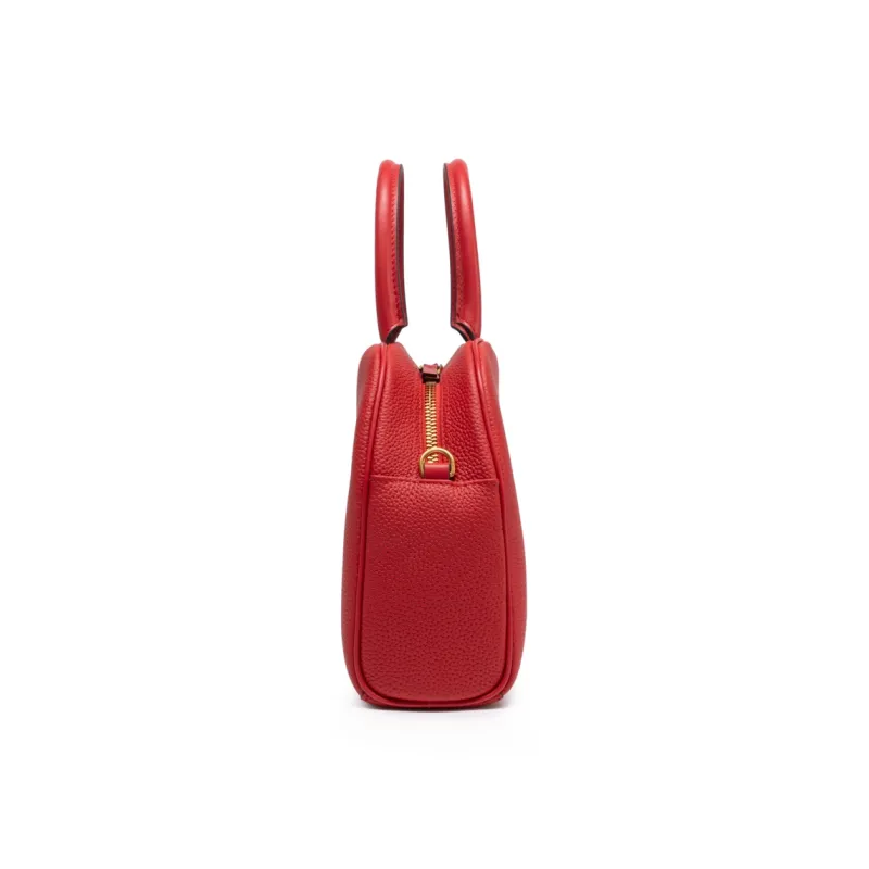 Chrisdien Deny Cow Leather Dome Bag Handbag Women's White/Red/Gray-9