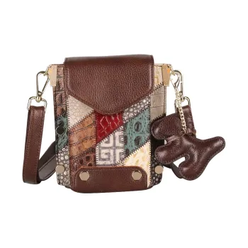 ;COBBLER LEGEND Cow Leather Crossbody Bag Mini Women's Coffee & Floral Colors