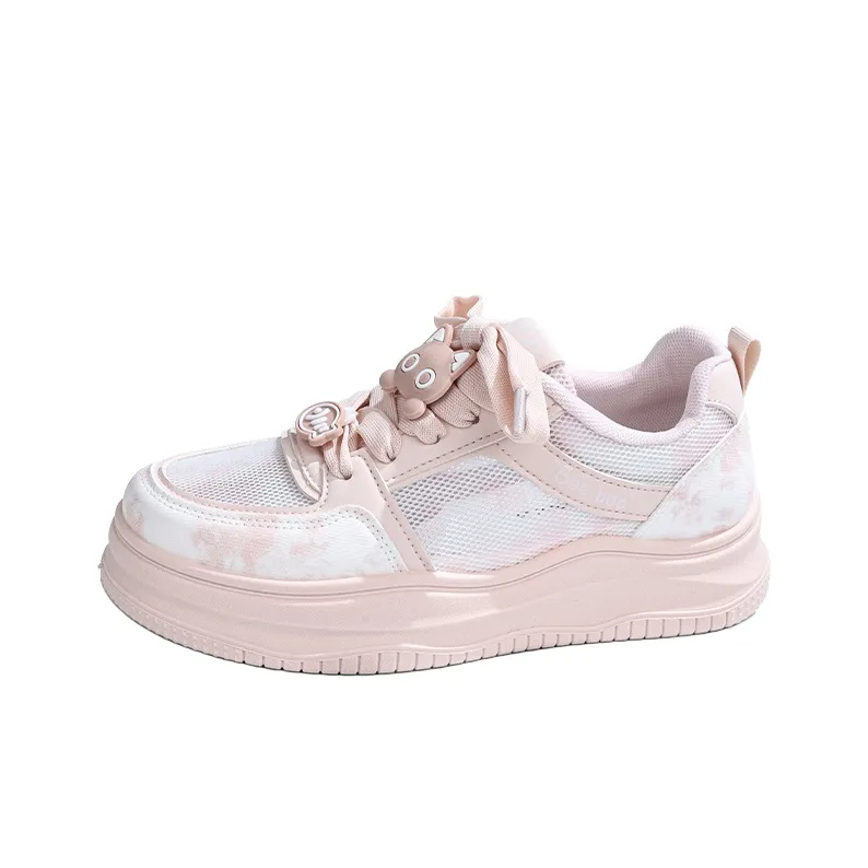 RENBEN Lightweight And Breathable Low Top Skateboard Shoes Women's Pink-1
