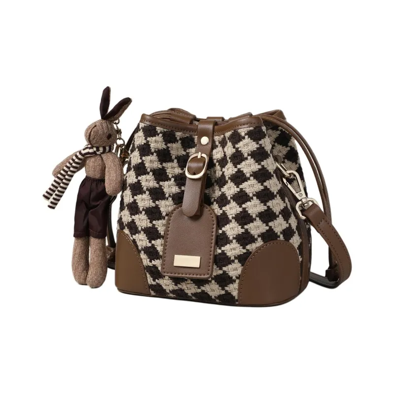 PT'SON Fabric Bucket Bag, Shoulder Bag, Crossbody Bag Regular Women's Brown-2