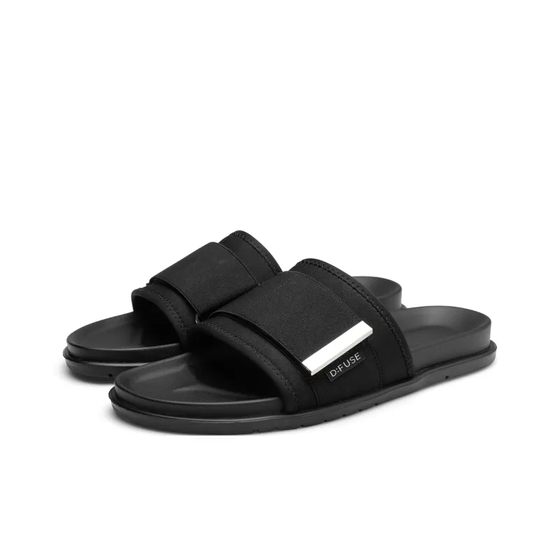 D FUSE SCANDINAVIA Rubber Sole Slip Resistant Slide Slippers Men's Black-2