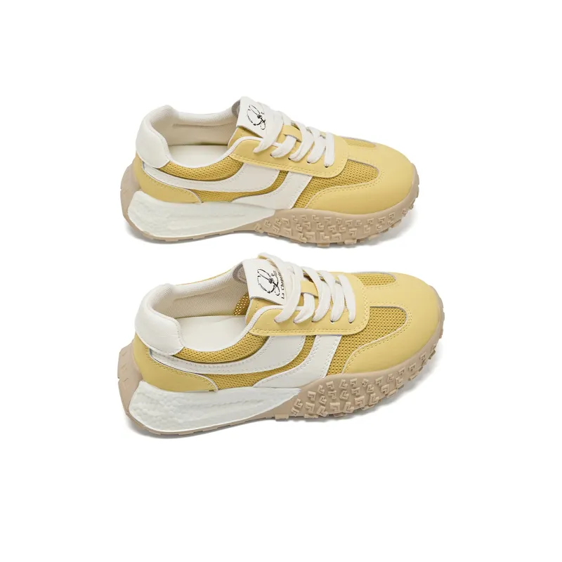 La Chapelle Anti Slip Wear Resistant Low Top Casual Shoes Women's Yellow-2