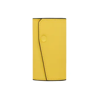 Valextra Solid Color Millepunte Calfskin Key Pouch Women's Yellow