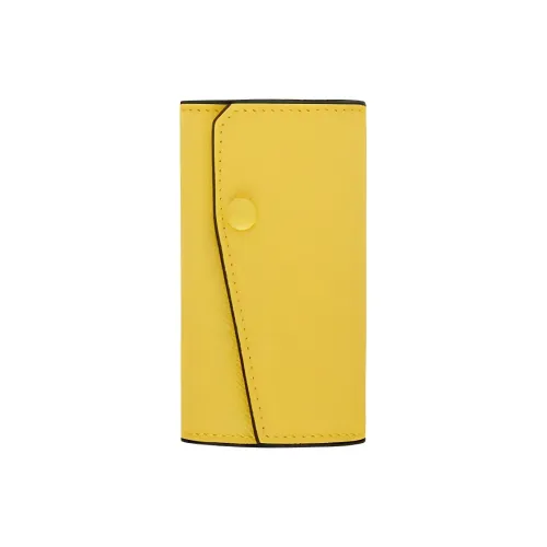 Valextra Solid Color Millepunte Calfskin Key Fowler Women's Yellow
