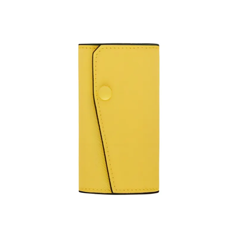 Valextra Solid Color Millepunte Calfskin Key Pouch Women's Yellow-0