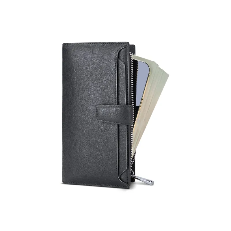 WilliamPOLO Cow Leather Wallet Men's Black/Coffee-1