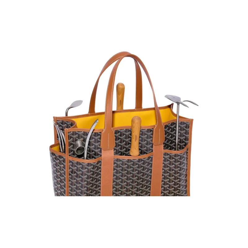 GOYARD Villette Calfskin Tote Bag, Shopping Bag, Handbag Women's Black & Brown-3