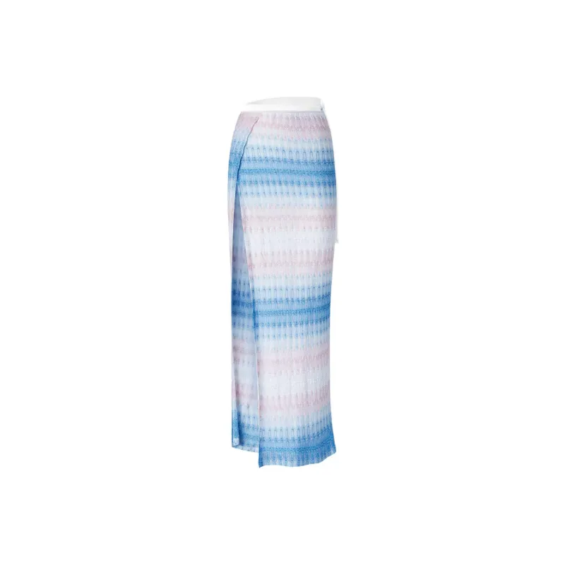 MISSONI Casual Long Skirt Women's Blue Pink-0