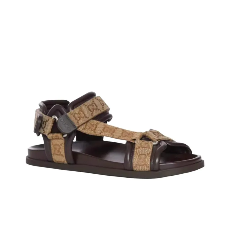 GUCCI One Strap Sandals Men's Brown-2