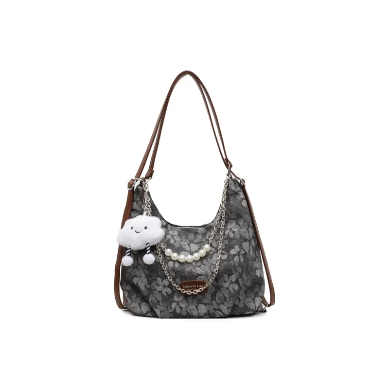 Bueno PU Shoulder Bag Backpack Women's Blue/Black/Ecru-5