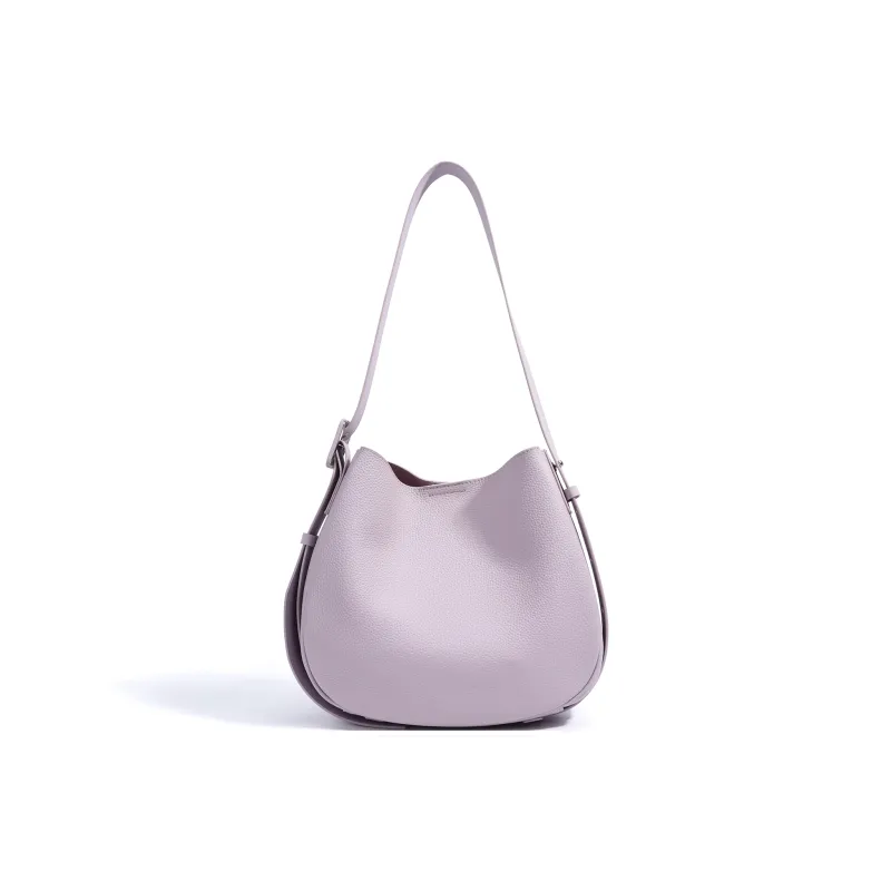 COURONNE Top Grain Cow Leather Tote Bag, Shoulder Bag Women's Black/White/Elephant Gray/Lavender-13