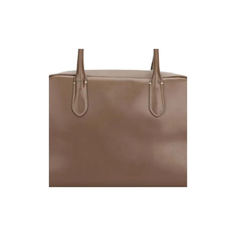 NOTHING WRITTEN Cow Leather Handbag Medium Size Women's Brown-1
