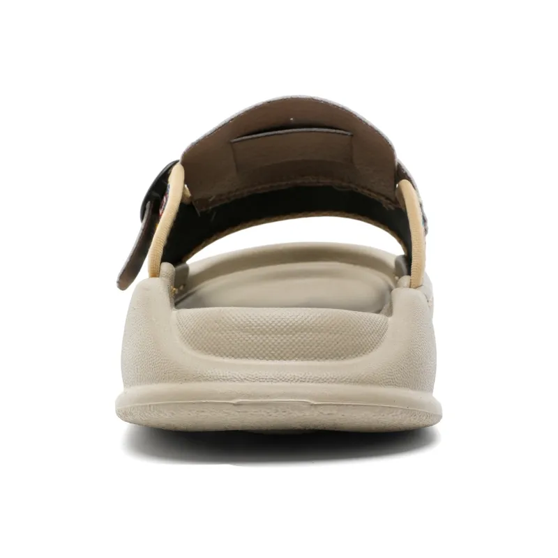 PAVEA Leather Patchwork Slip Resistant Abrasion Resistant Slide Slippers Men's-3