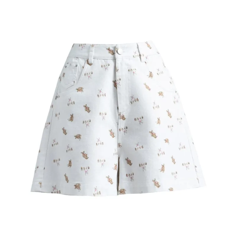 You Cow Me Pants Denim Shorts Women's-0