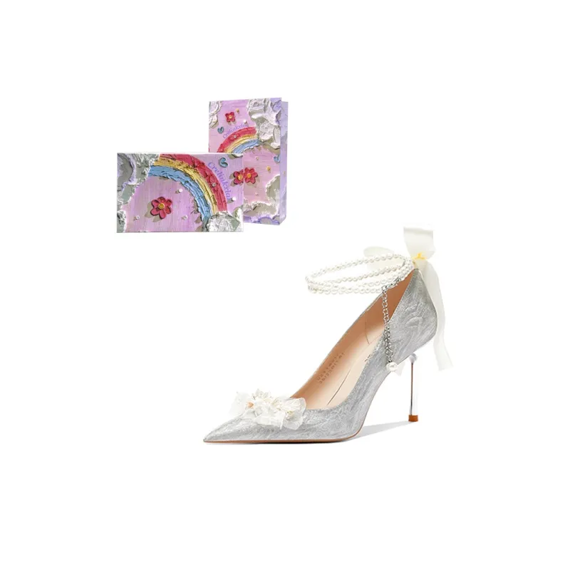 Crelinkxlat Slim Heel High Heels Women's Silver-7